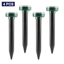 Load image into Gallery viewer, 4pcs Solar Powered Ultrasonic Sonic Mouse Mole Pest Rodent Repeller Repellent Yard LED Light Repeller Outdoor Lamp Yard Garden
