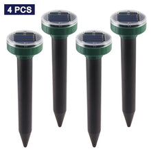 Load image into Gallery viewer, 4pcs Solar Powered Ultrasonic Sonic Mouse Mole Pest Rodent Repeller Repellent Yard LED Light Repeller Outdoor Lamp Yard Garden
