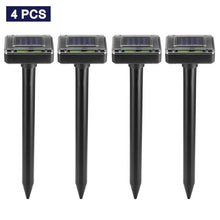 Load image into Gallery viewer, 4pcs Solar Powered Ultrasonic Sonic Mouse Mole Pest Rodent Repeller Repellent Yard LED Light Repeller Outdoor Lamp Yard Garden

